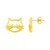 14K Yellow Gold Cat Head Earrings