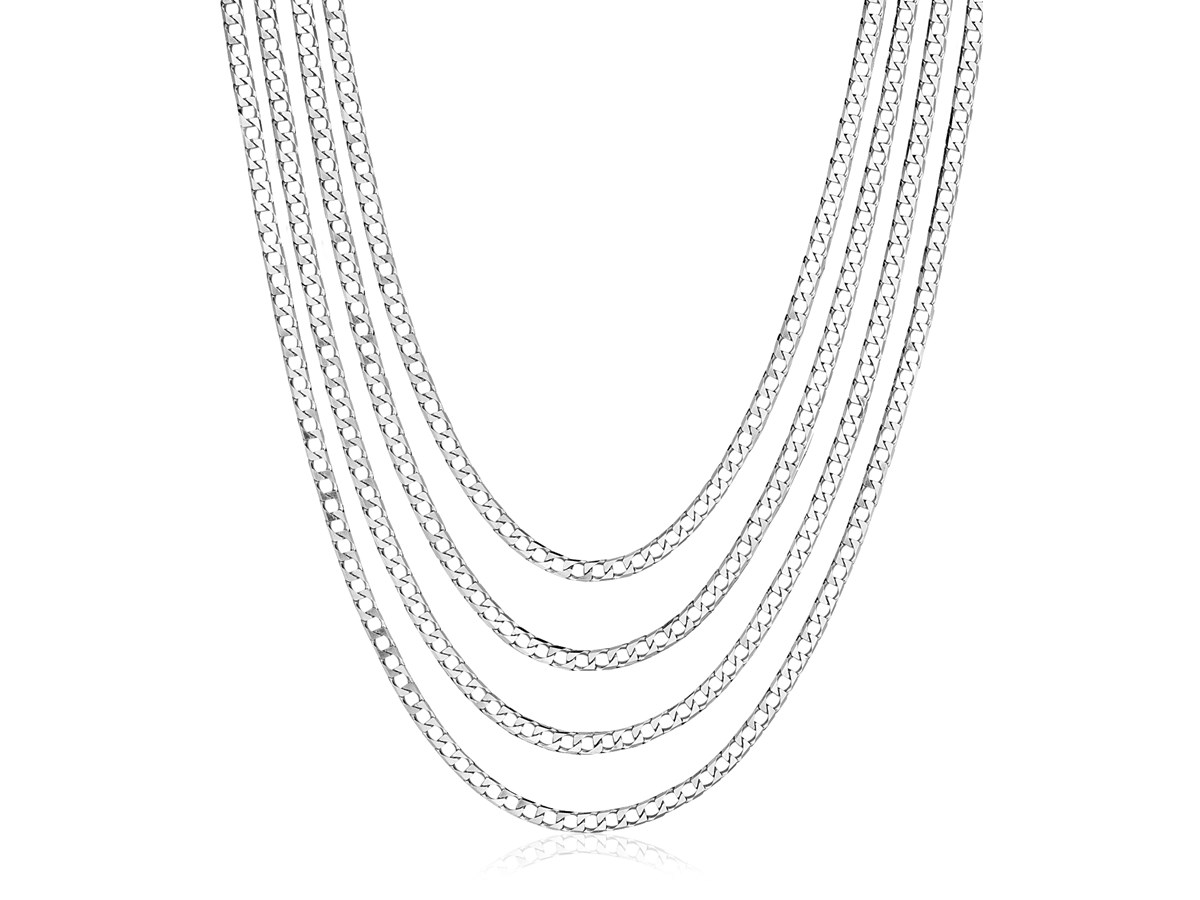 Sterling Silver 18 inch Four Strand Polished Link Necklace - Richard ...