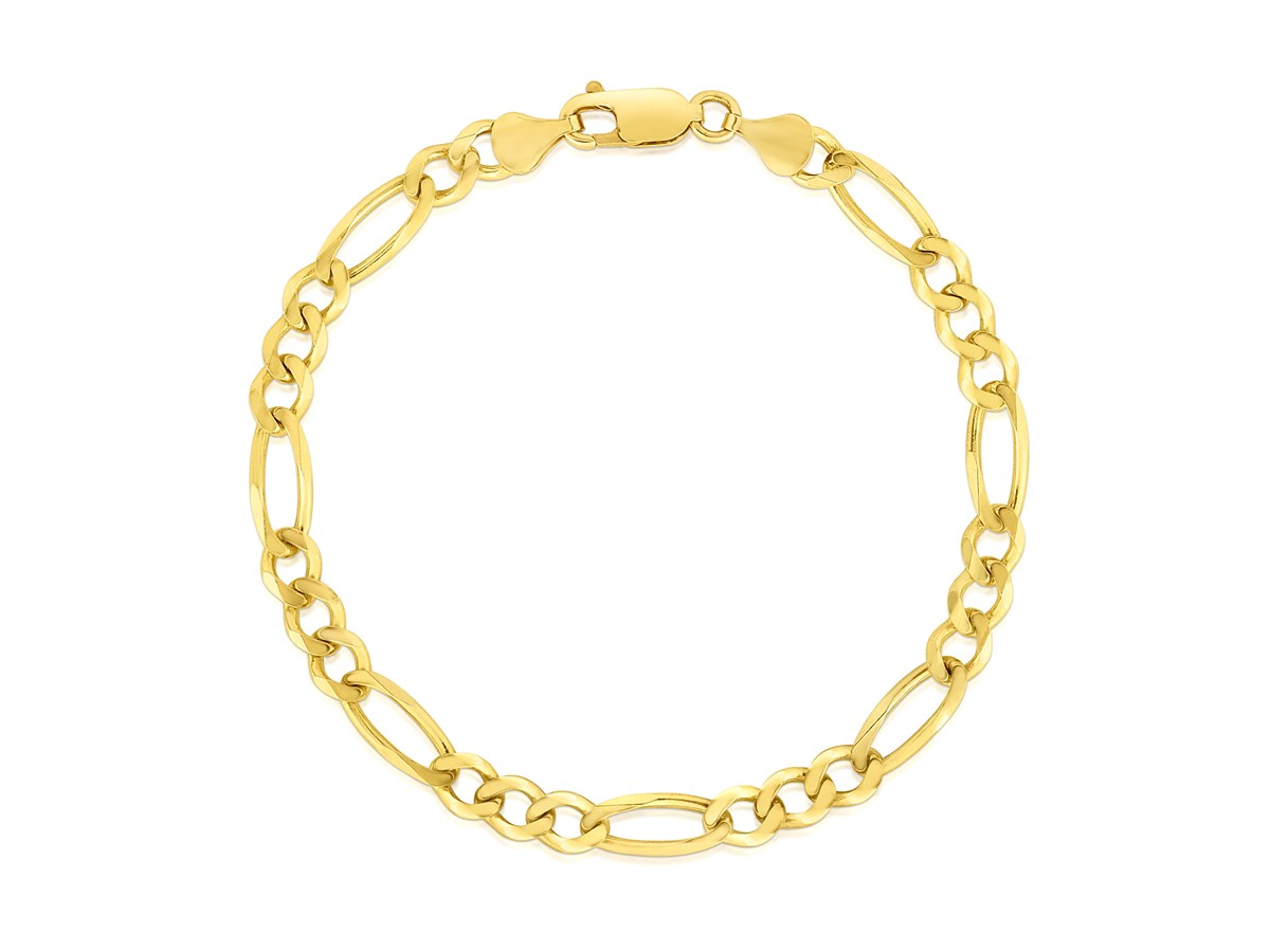 Solid Figaro Bracelet in 14k Yellow Gold (4.5mm) - Richard Cannon Jewelry