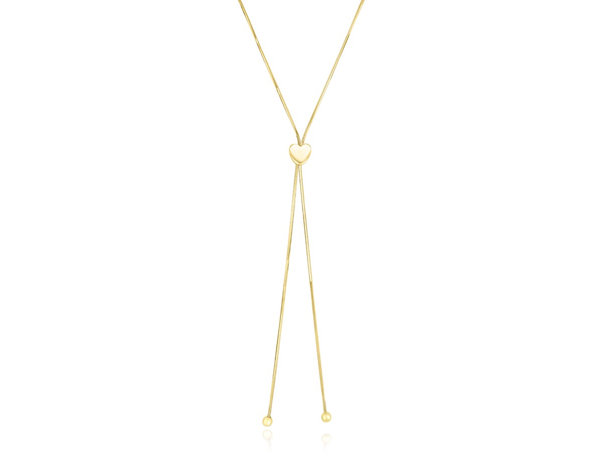 14k Yellow Gold Adjustable Heart Style Lariat Necklace - Richard Cannon ...