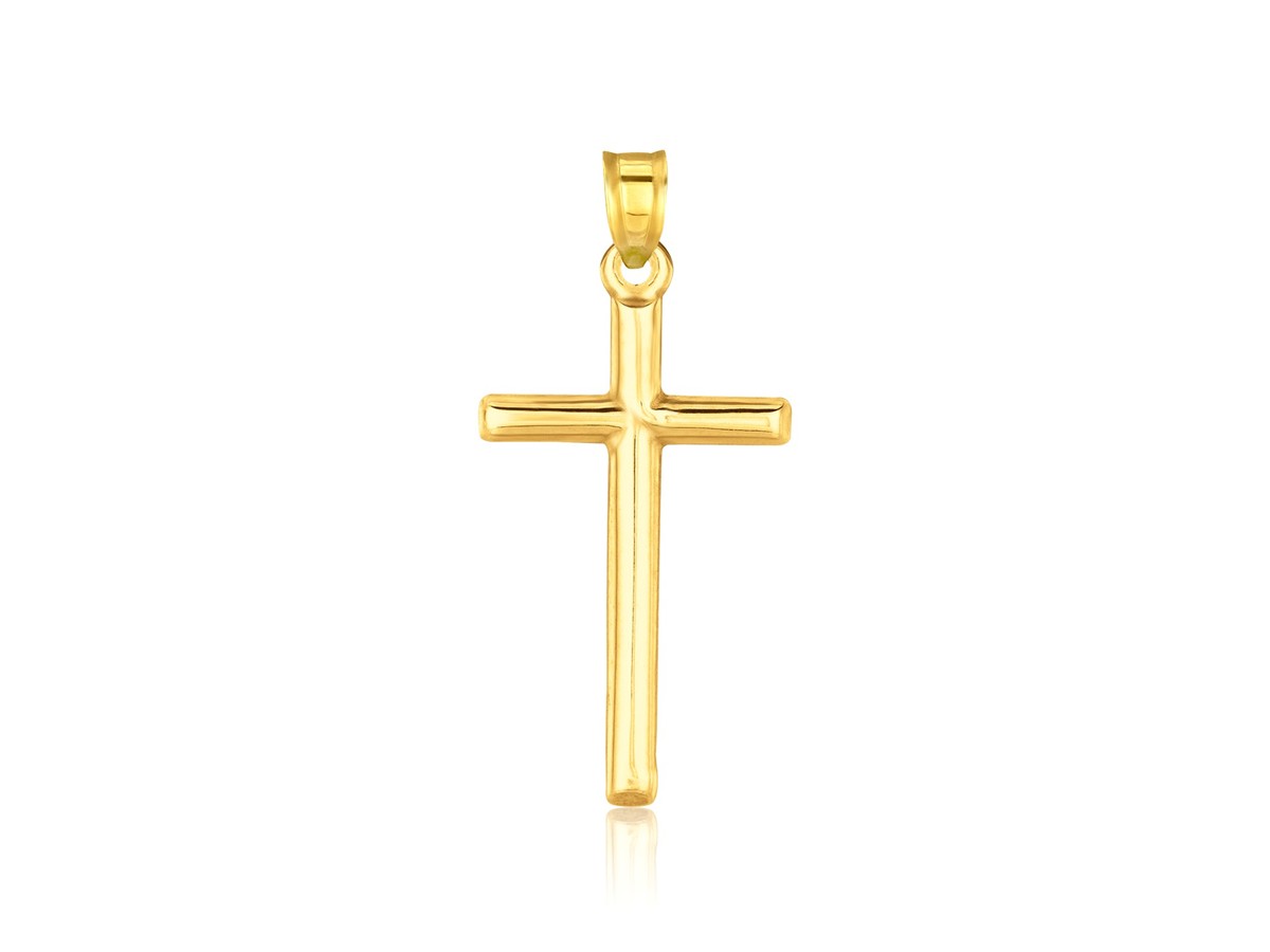 High Polish Cross Pendant in 14k Yellow Gold - Richard Cannon Jewelry