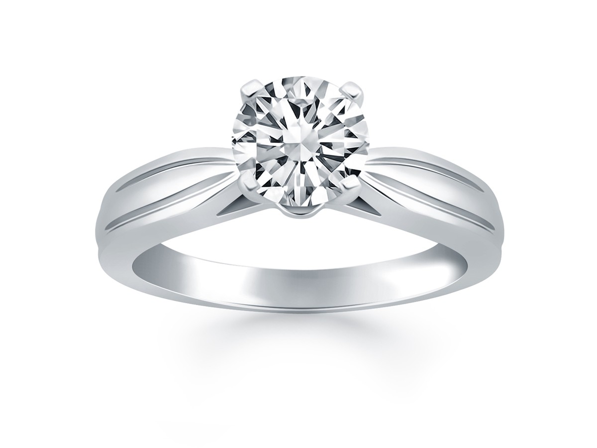 Tapered Engagement Solitaire Ring Setting in 14k White Gold Richard