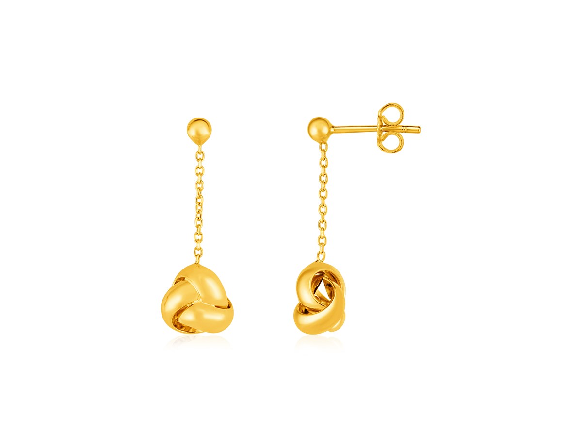 14k Yellow Gold Love Knot Drop Earrings - Richard Cannon Jewelry