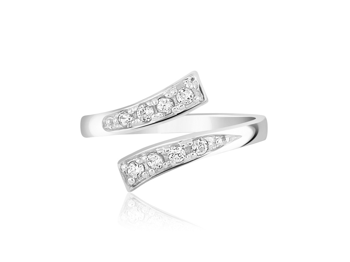 Contemporary Toe Ring with Cubic Zirconia Accents in 14K White Gold ...