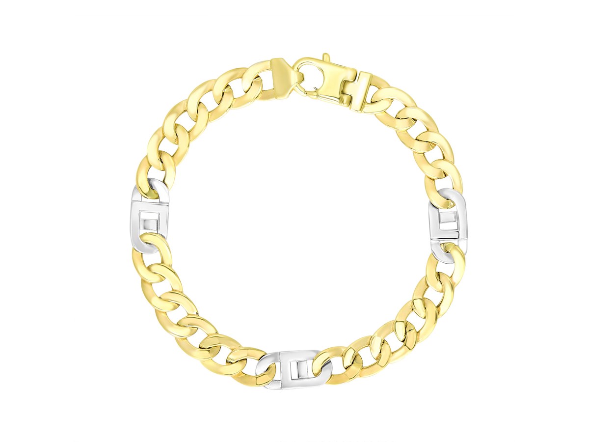 Curb and Mariner Style Link Men's Bracelet in 14k TwoTone Gold Richard Cannon Jewelry
