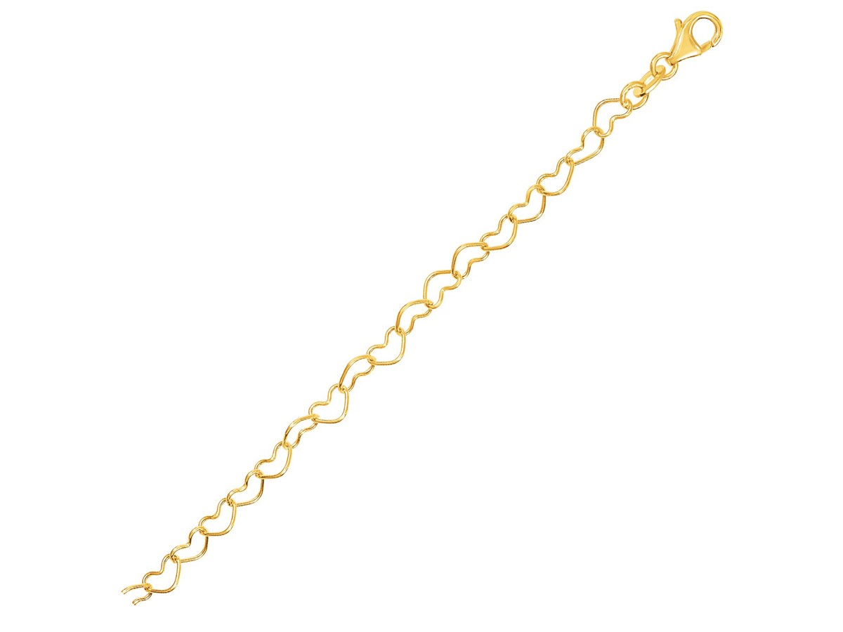 14k Yellow Gold Open Heart Link Bracelet - Richard Cannon Jewelry