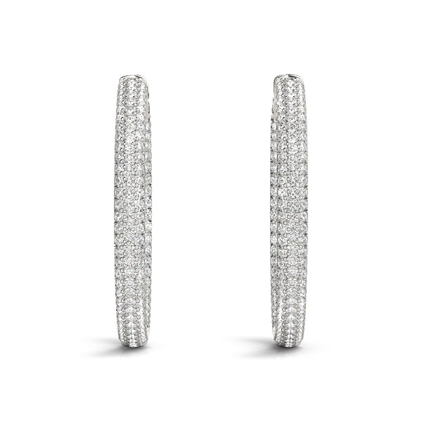 Two Row Diamond Hoop Earrings in 14k White Gold (7 cttw) - Richard ...