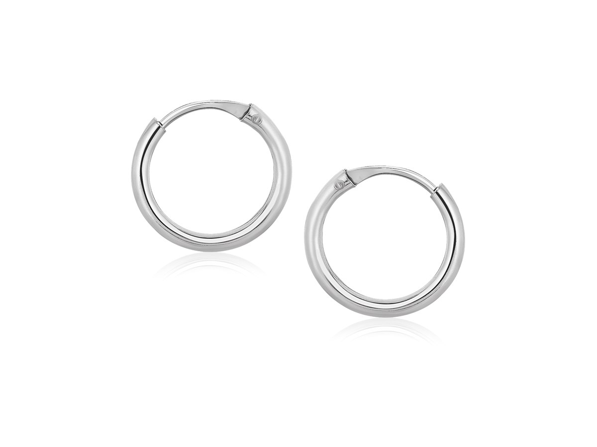 Dainty Endless Hoop Style Earrings in 14K White Gold Richard Cannon