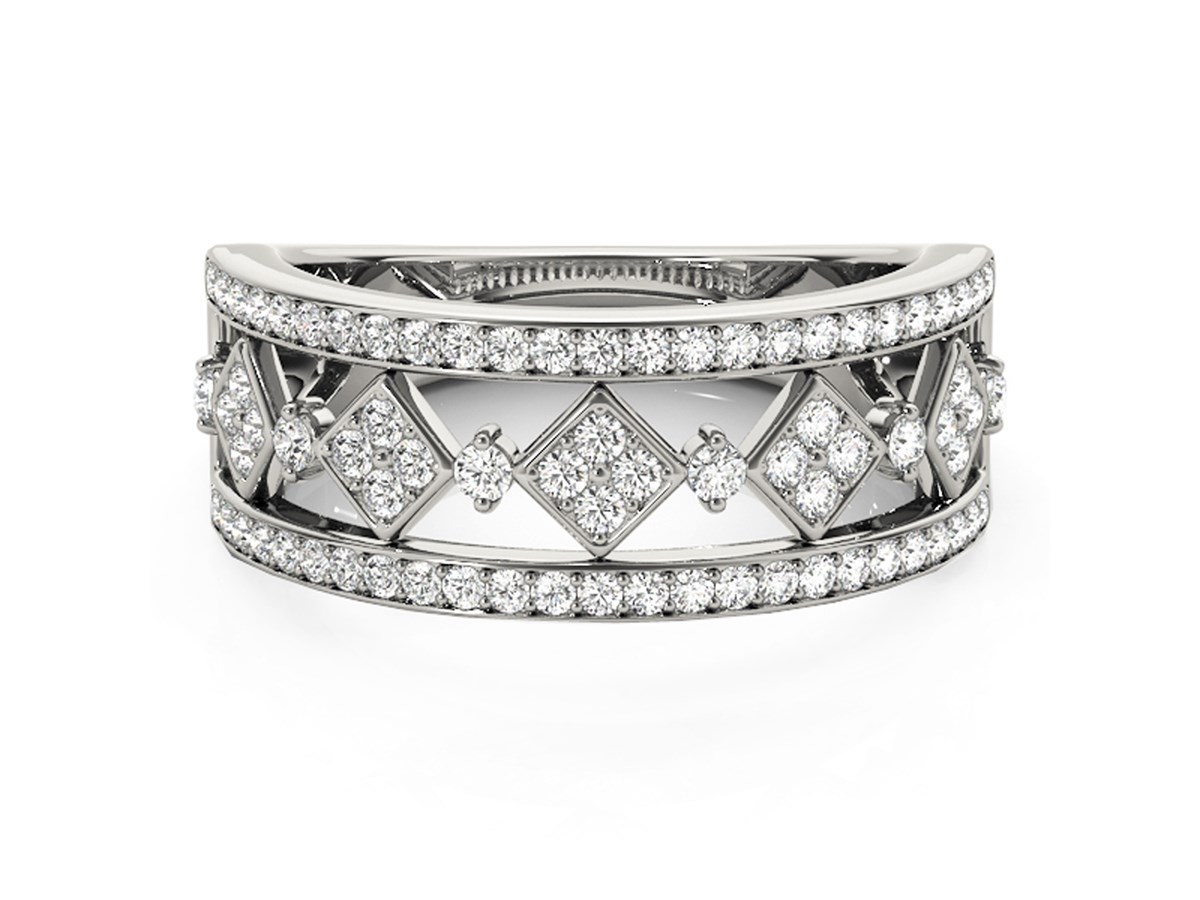 Diamond Studded Square Motif Ring in 14k White Gold (1/2 cttw ...