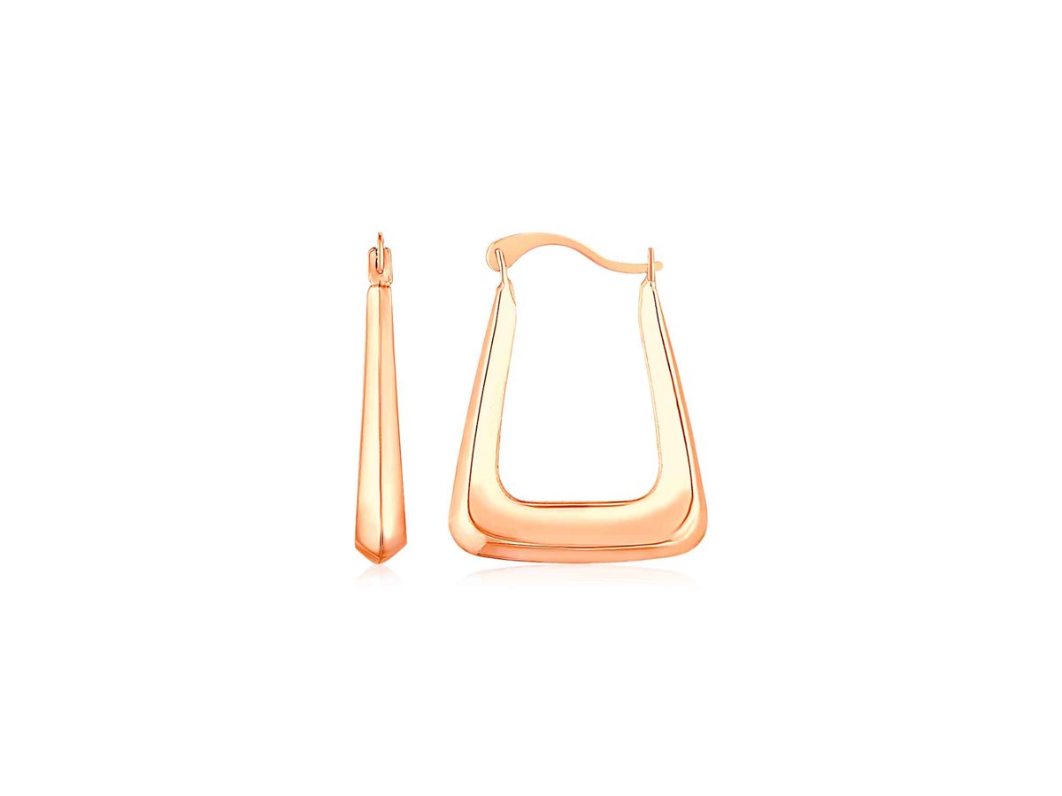 14k Rose Gold Polished Square Hoop Earrings - Richard Cannon Jewelry