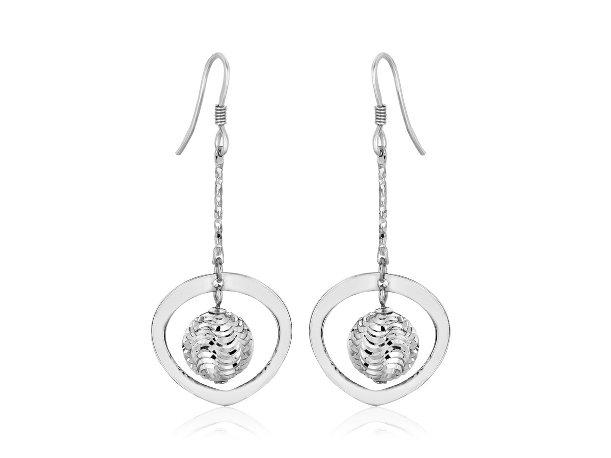 Silver Textured Open Teardrop Dangle Earrings main image 0