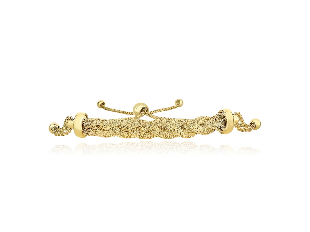 14k Yellow Gold Lariat Bracelet with Polished Curved Bar main image 1