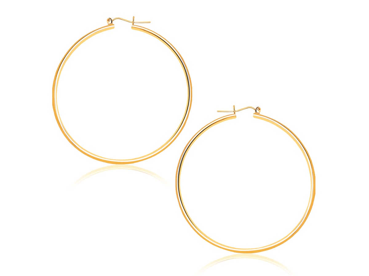 Classic Hoop Earrings in 14k Yellow Gold (45mm Diameter) (1.5mm ...