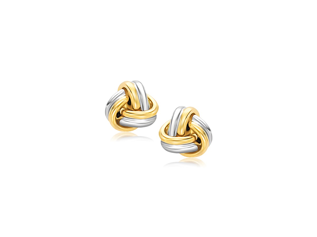 Polished Love Knot Stud Earrings in 14k Two-Tone Gold - Richard Cannon ...