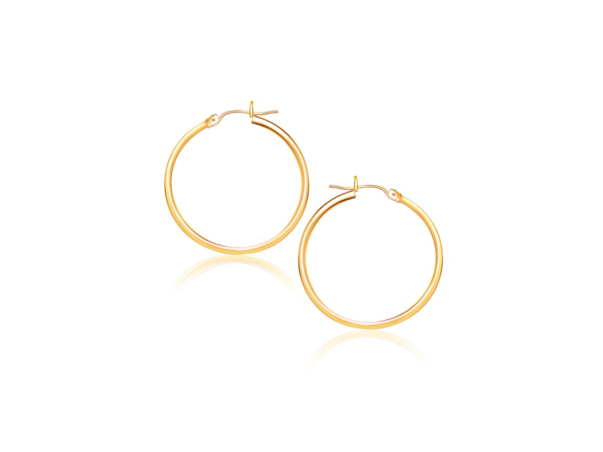 Classic Hoop Earrings in 14k Yellow Gold (40mm Diameter) (2.0mm ...