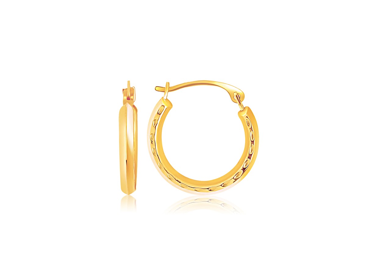 Textured Round Hoop Earrings in 14k Yellow Gold - Richard Cannon Jewelry