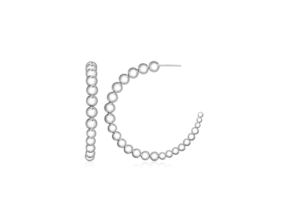 Sterling Silver Polished Bead Hoop Earrings Richard Cannon Jewelry