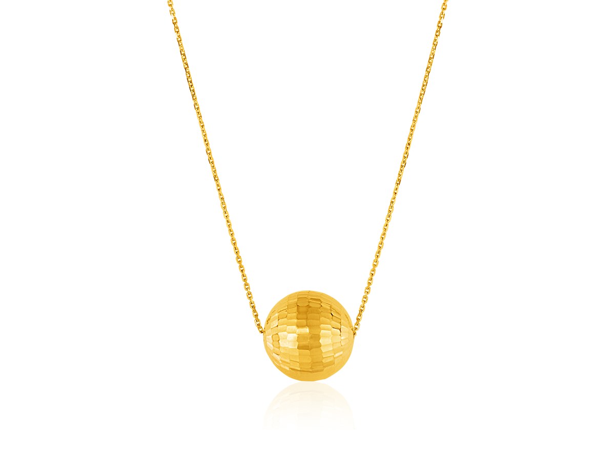 14k Yellow Gold Necklace with Faceted Ball Pendant Richard Cannon Jewelry
