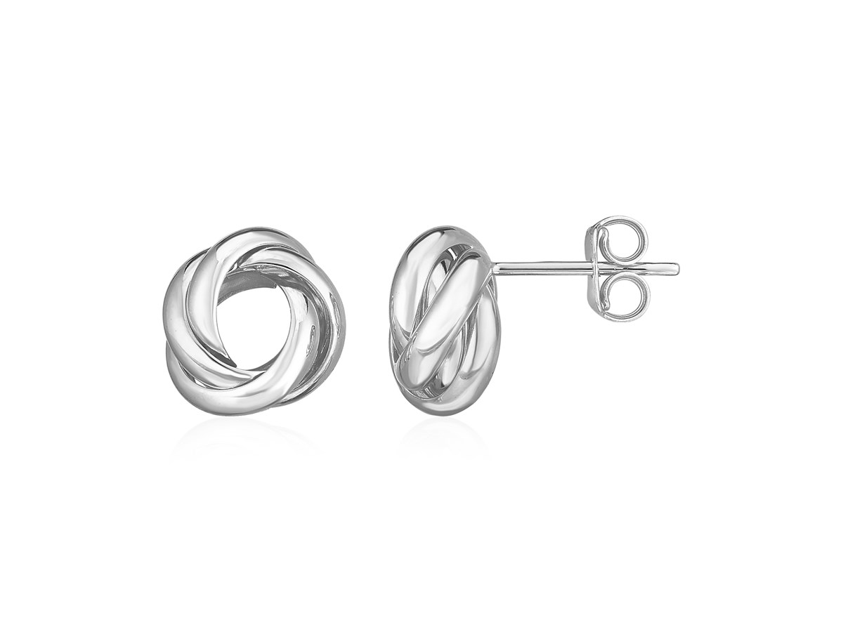 14k White Gold Polished Love Knot Earrings - Richard Cannon Jewelry