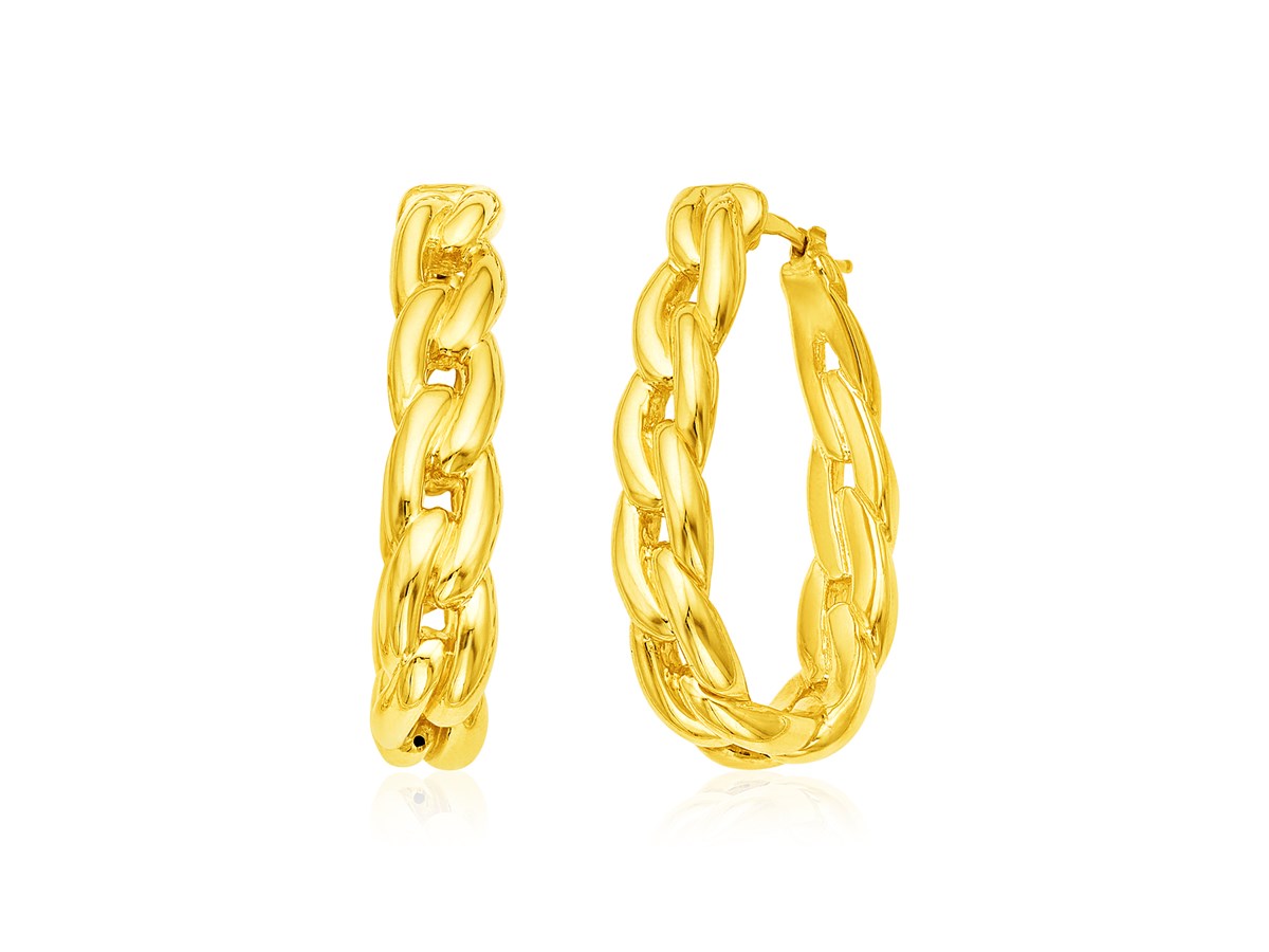14k Yellow Gold Curb Chain Hoop Earrings - Richard Cannon Jewelry
