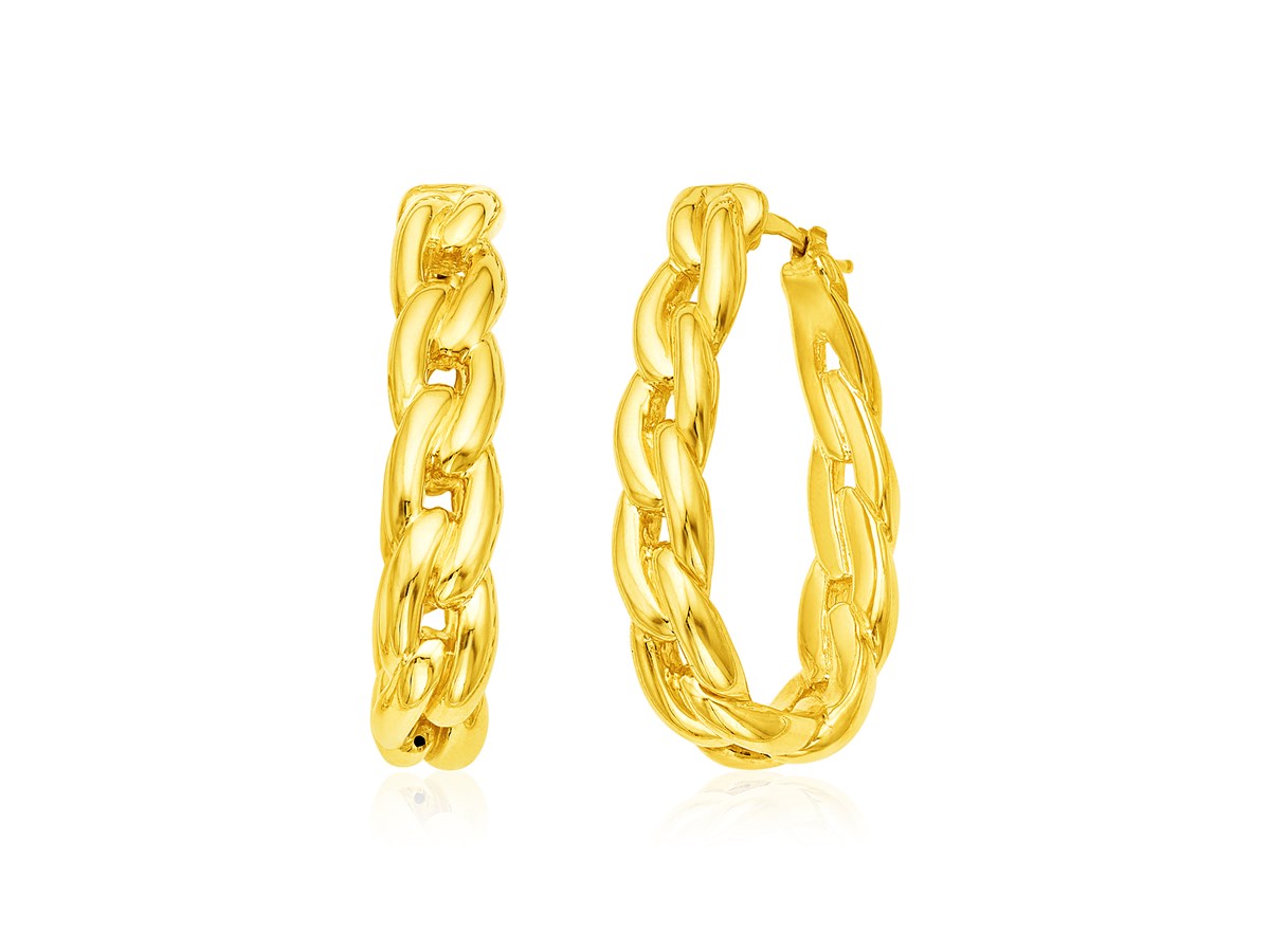 14k Yellow Gold Curb Chain Hoop Earrings Richard Cannon Jewelry