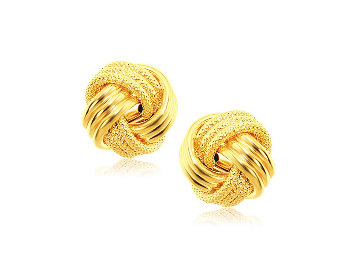 Interweaved Love Knot Stud Earrings in 14k Yellow Gold - Richard Cannon ...
