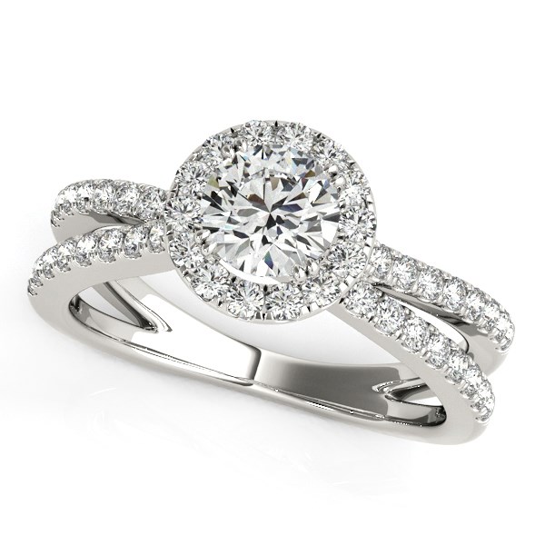 Split Shank Style Round Cut Diamond Engagement Ring in 14k White Gold ...
