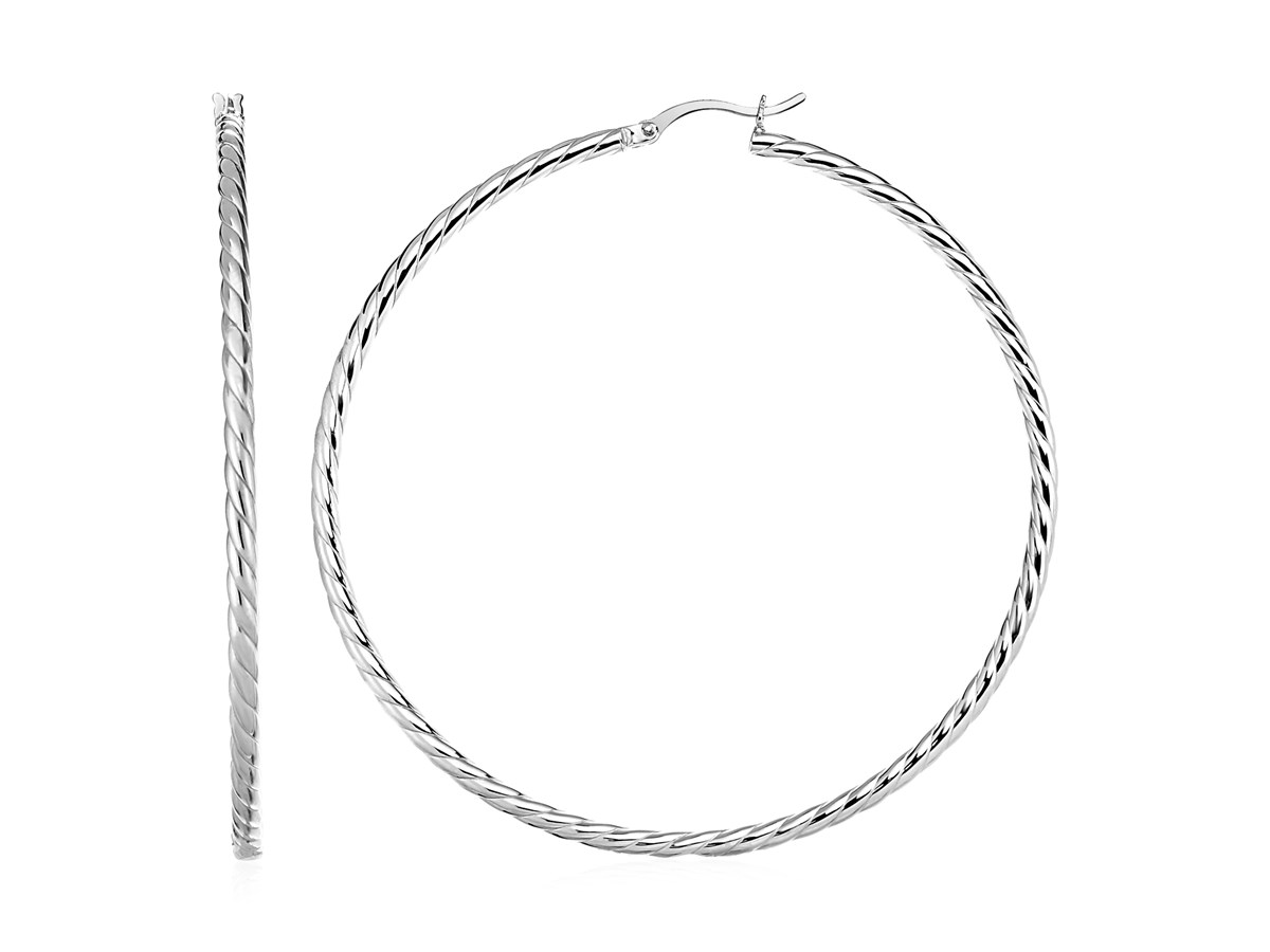 Hoop Earrings with Twist Texture in Sterling Silver - Richard Cannon ...