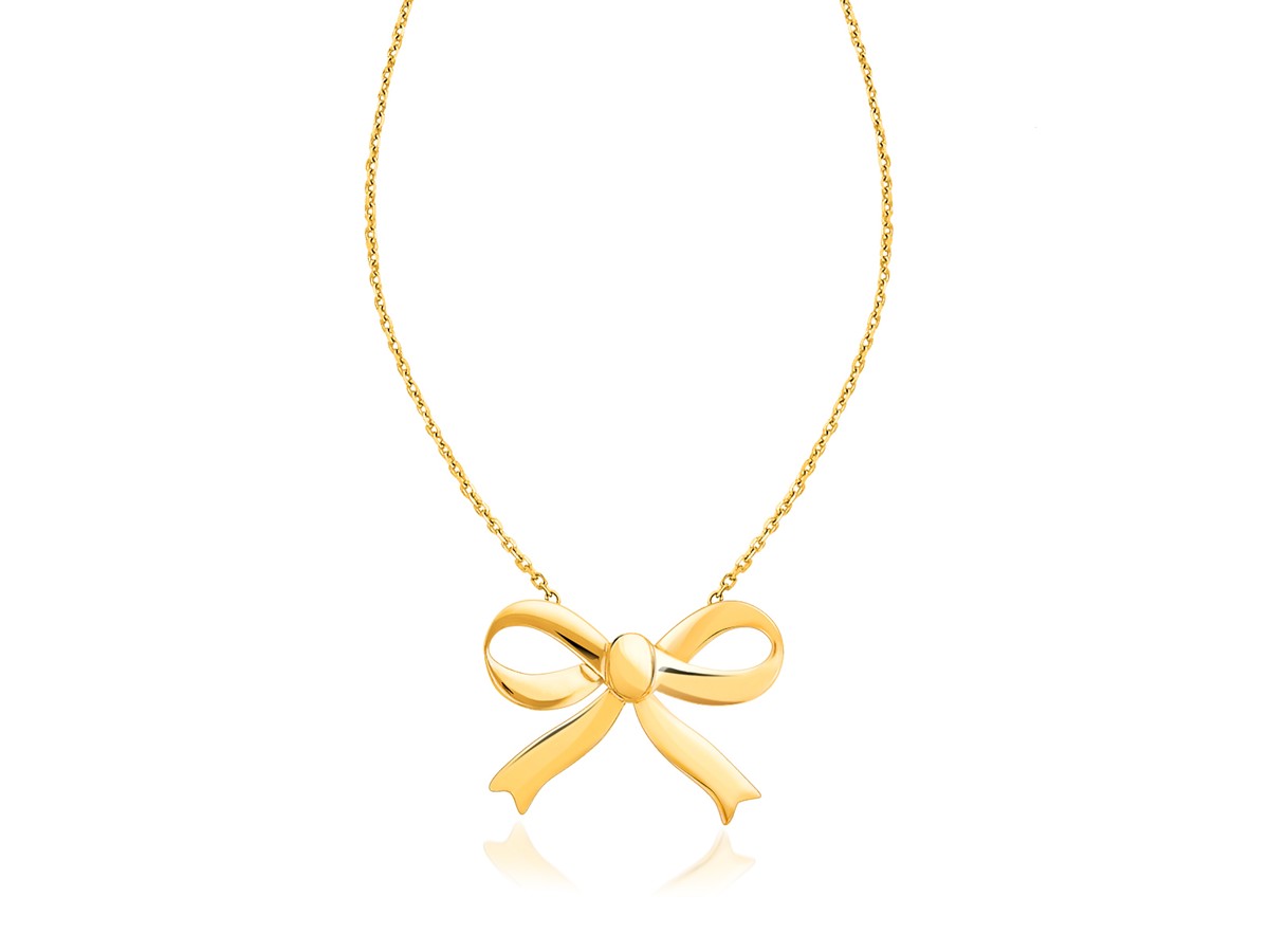 Bow Necklace in 14k Yellow Gold Richard Cannon Jewelry