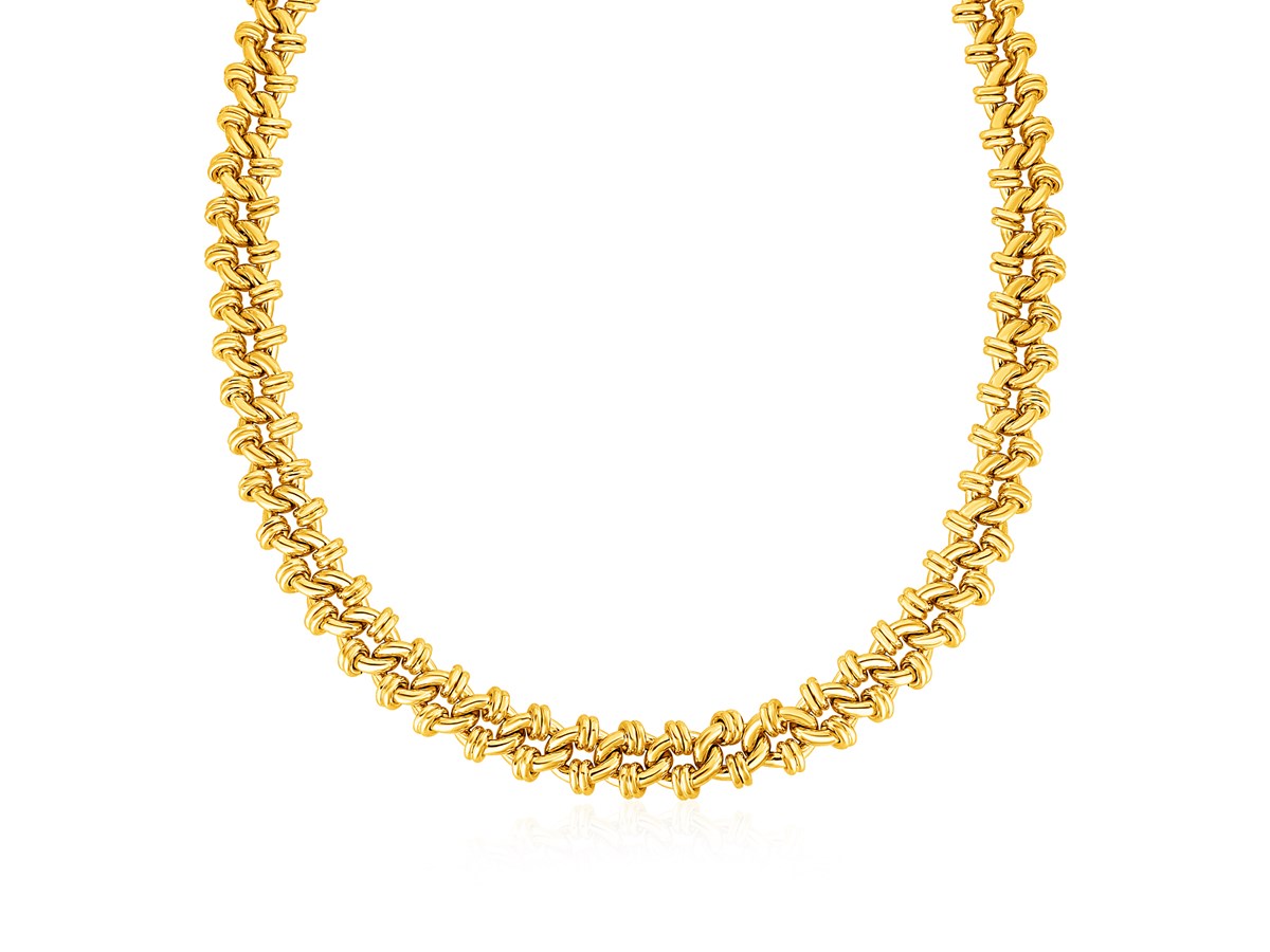 Oval Link Necklace with Link Details in 14k Yellow Gold Richard