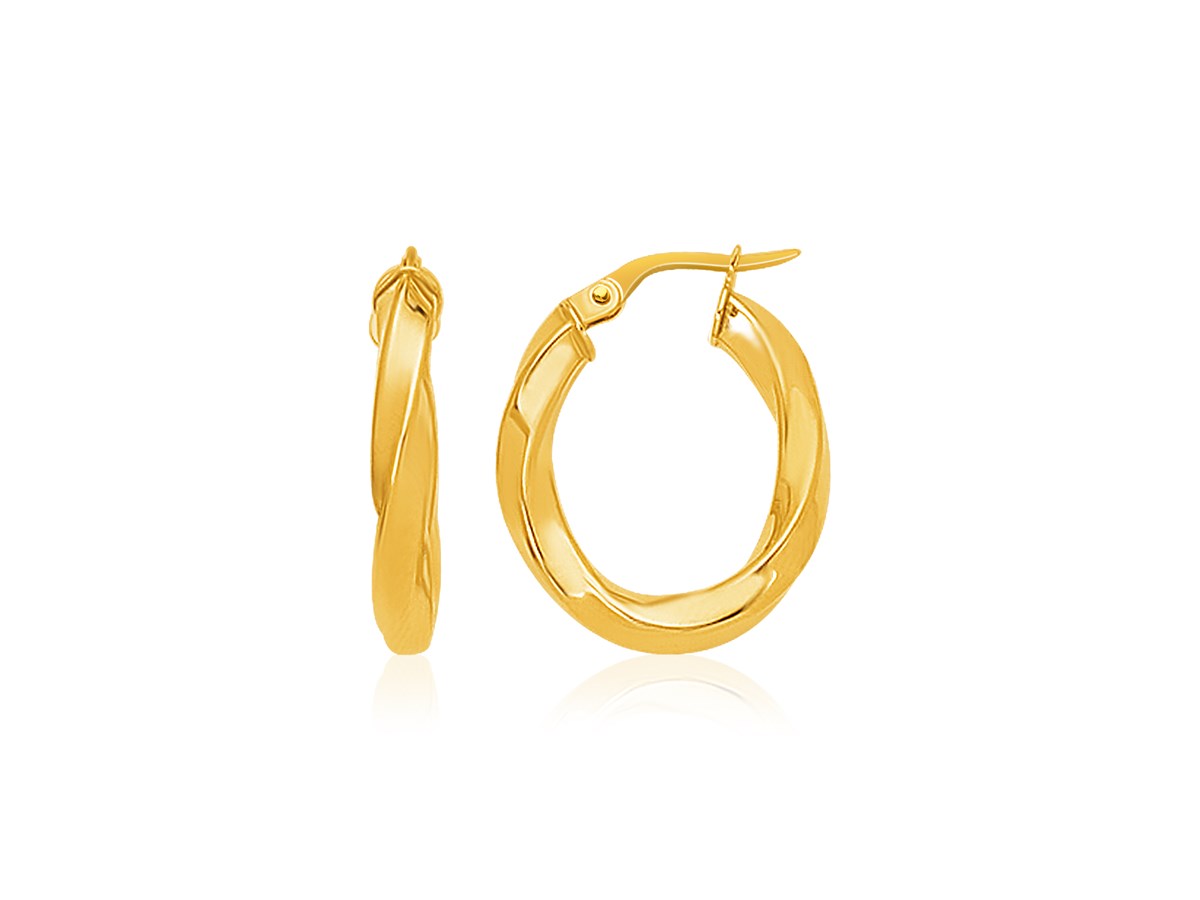 14k Yellow Gold Italian Twist Hoop Earrings - Richard Cannon Jewelry