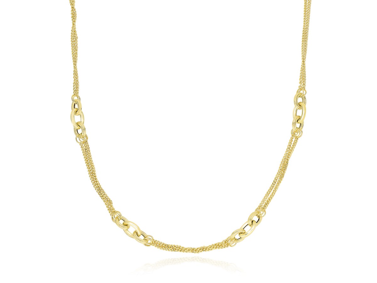 MultiStrand and Oval Link Necklace in 14k Yellow Gold Richard Cannon