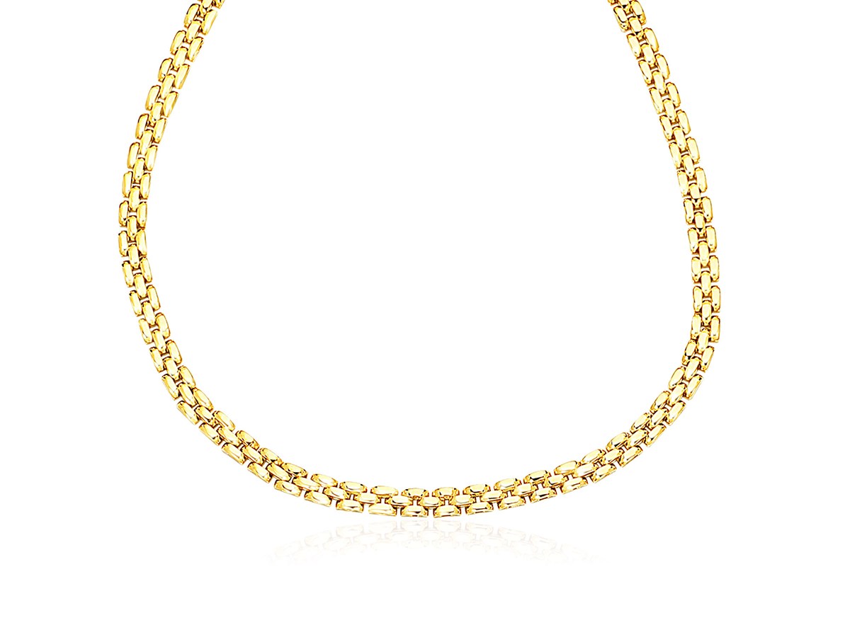 Polished Necklace with a Panther Chain Link in 14k Yellow Gold ...