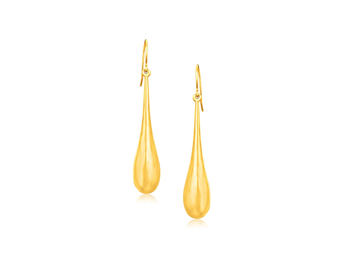 Teardrop Drop Earrings in 14k Yellow Gold - Richard Cannon Jewelry