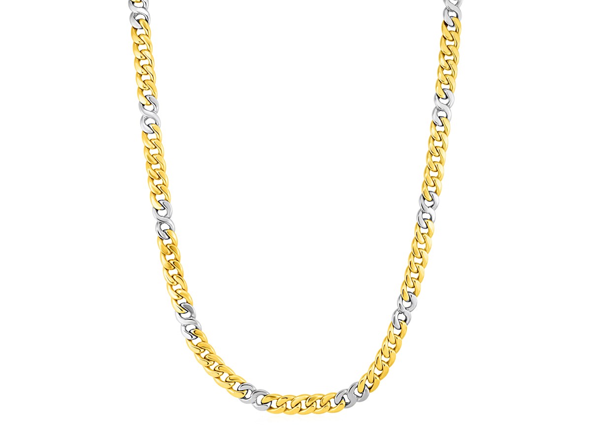 Mens Twisted Link Necklace in 14k Two Tone Gold Richard Cannon Jewelry