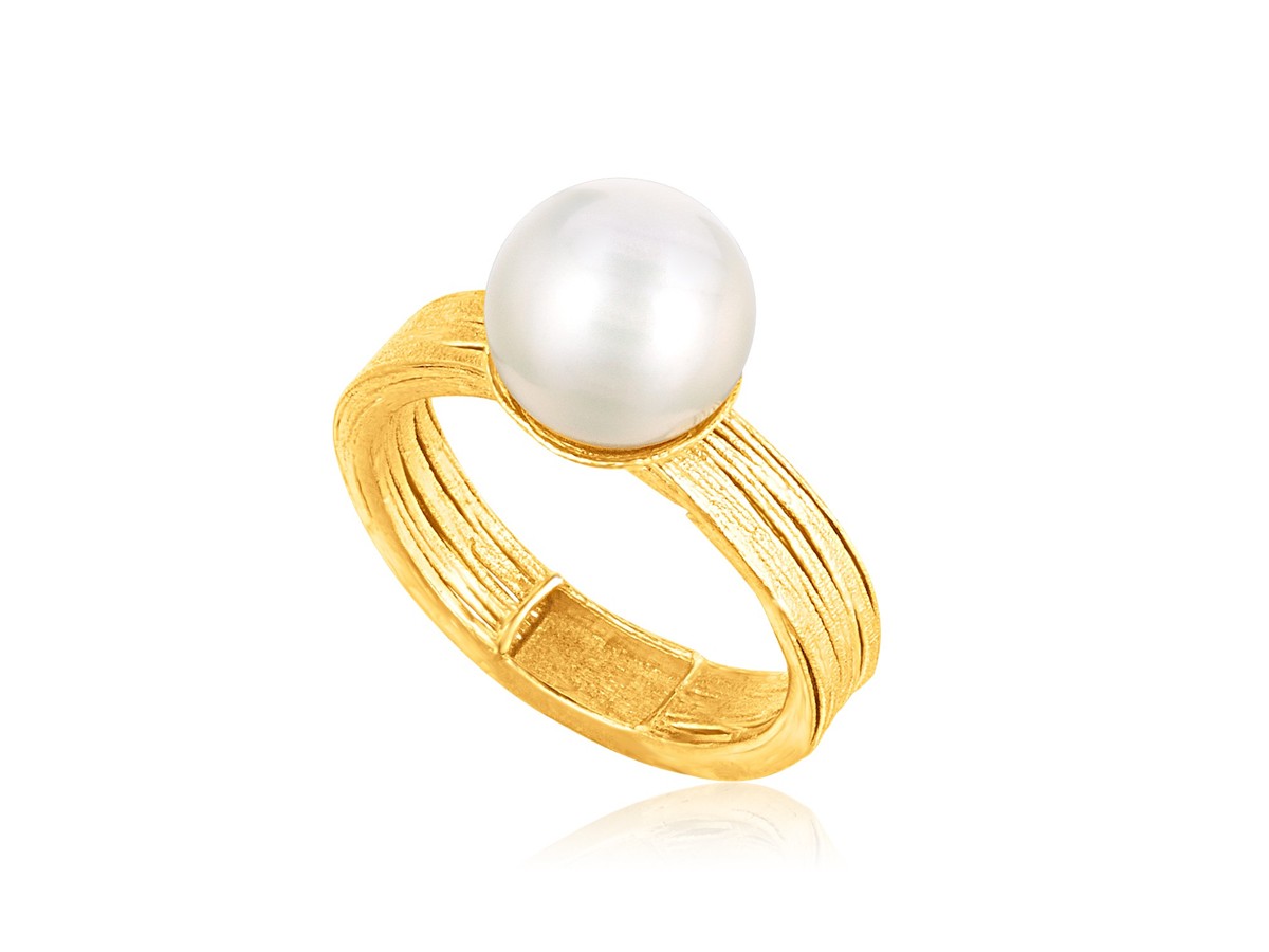Cultured Pearl Filament Ring in 14K Yellow Gold - Richard Cannon Jewelry
