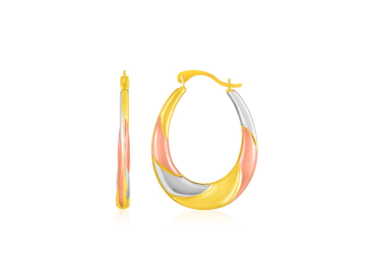 14k Tri Toned Gold Twisted Hoop Earrings - Richard Cannon Jewelry