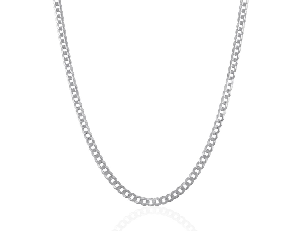 Solid Curb Chain in 14k White Gold (3.6mm) - Richard Cannon Jewelry