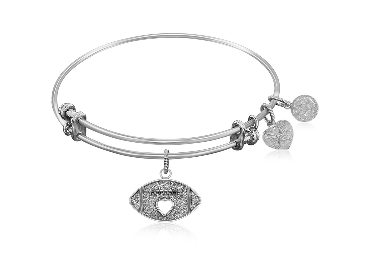 Expandable White Tone Brass Bangle with Football Symbol - Richard ...