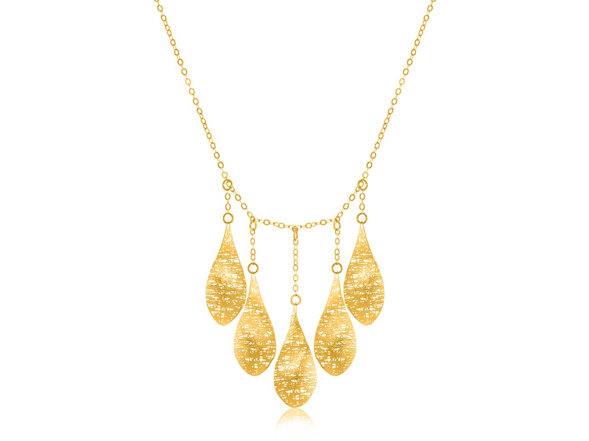 Five Teardrop Link Style Necklace in 14K Yellow Gold Richard Cannon