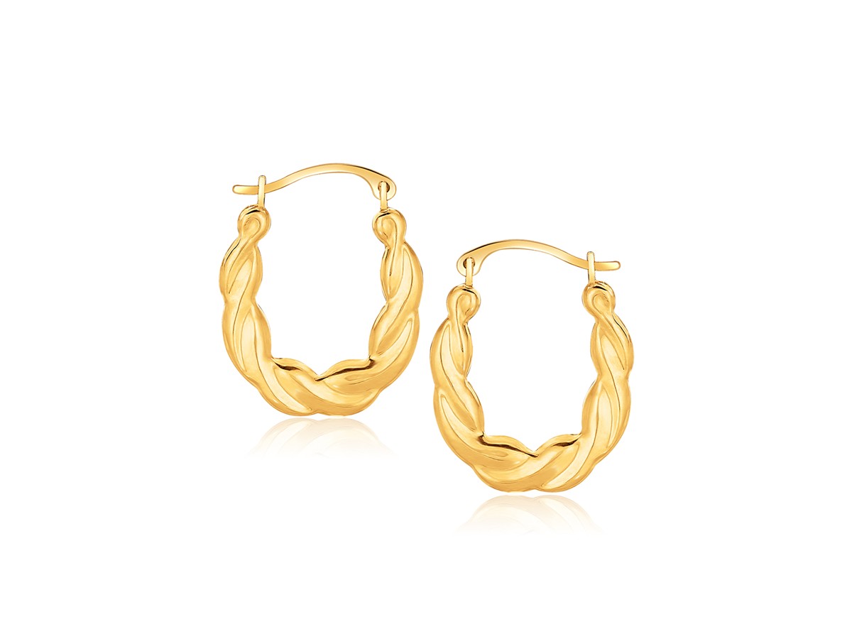 Oval Twist Hoop Earrings in 10k Yellow Gold - Richard Cannon Jewelry