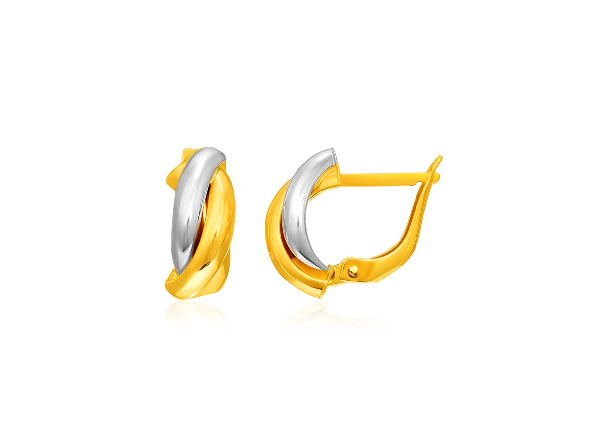 14k Two-Tone Gold Interlaced Twisted Earrings - Richard Cannon Jewelry
