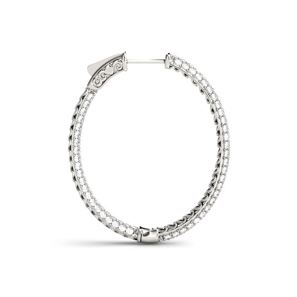 Double Sided Three Row Diamond Hoop Earrings in 14k White Gold (2 cttw ...