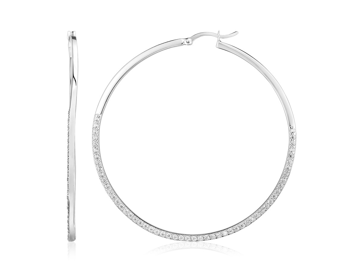 rectangular hoop earrings silver