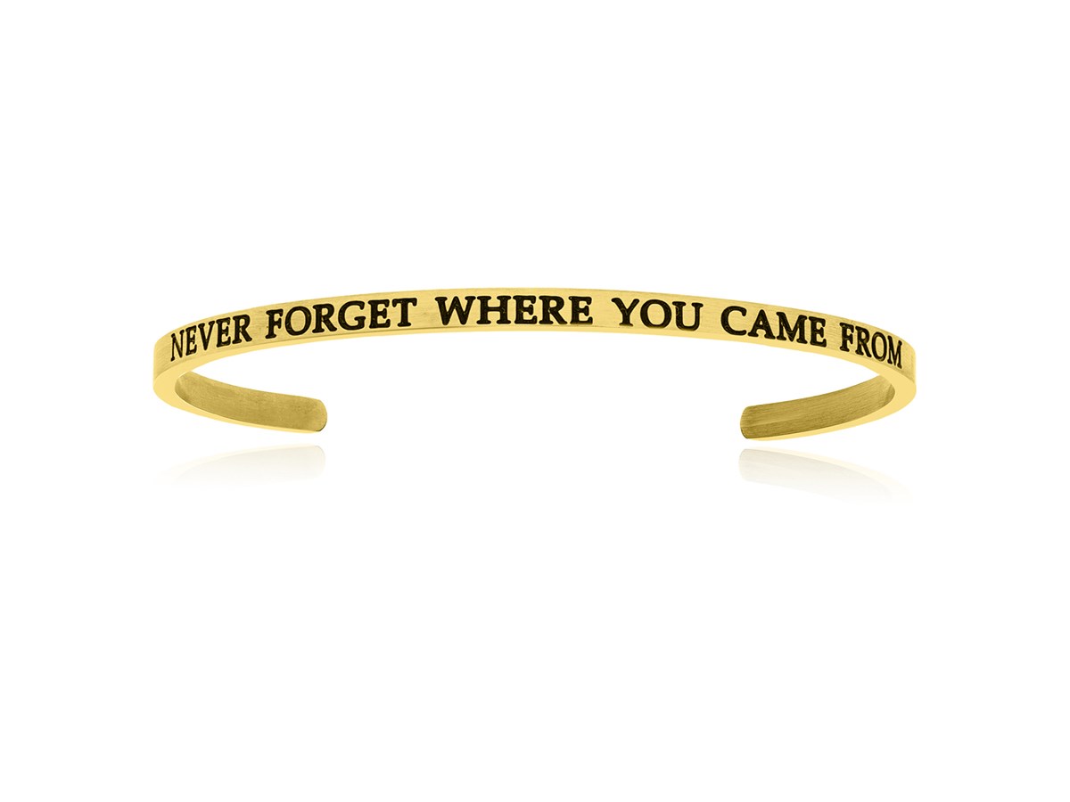 Yellow Stainless Steel Never Where You Came From Cuff Bracelet