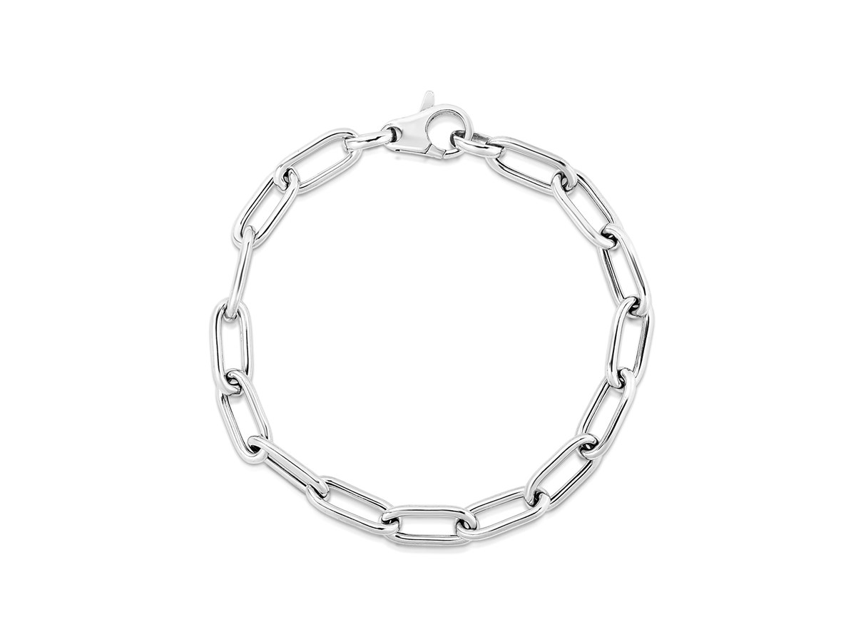 Sterling Silver Wide Paperclip Chain Bracelet - Richard Cannon Jewelry