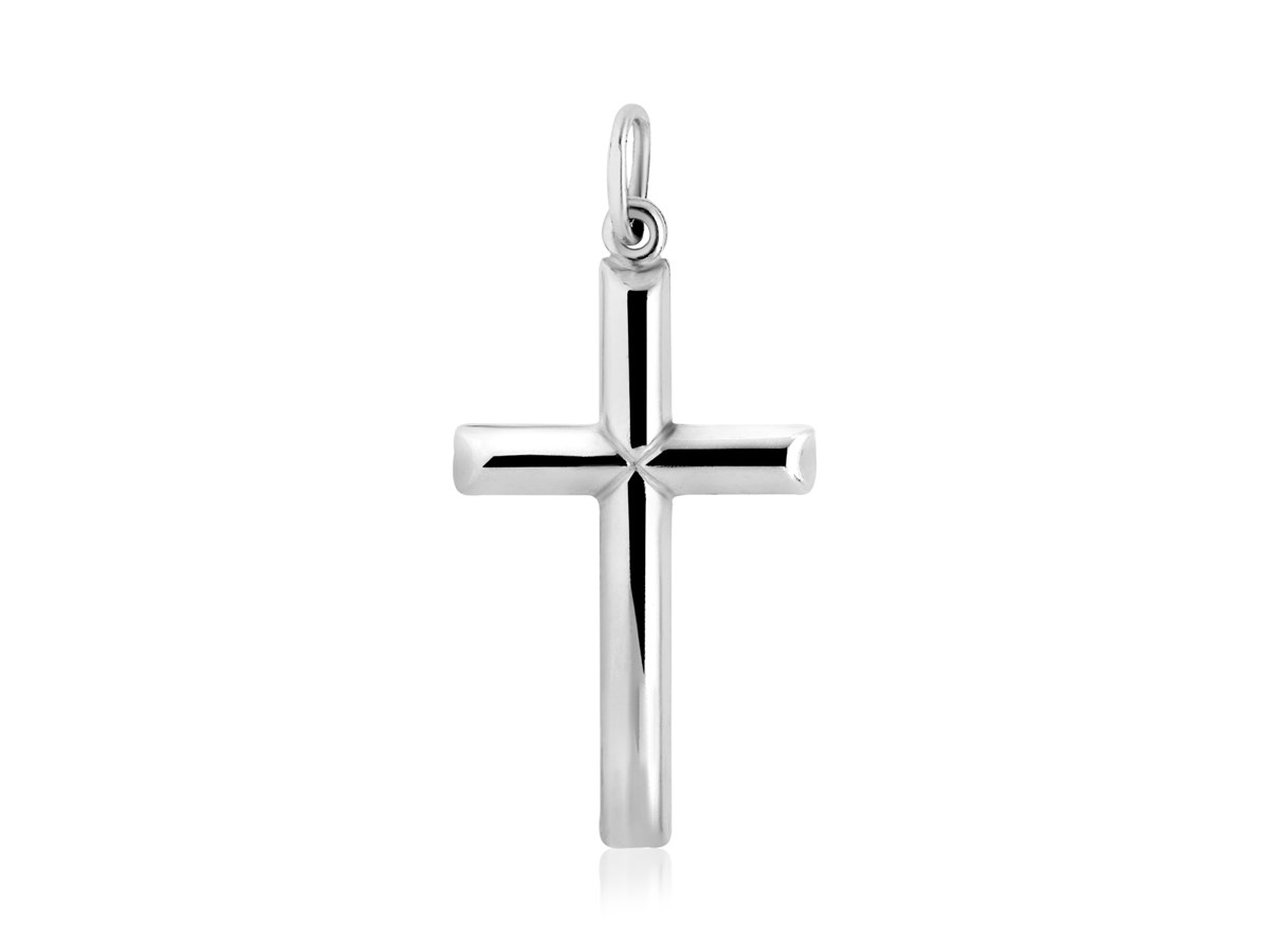 Sterling Silver Polished Bar Cross Pendant - Richard Cannon Jewelry