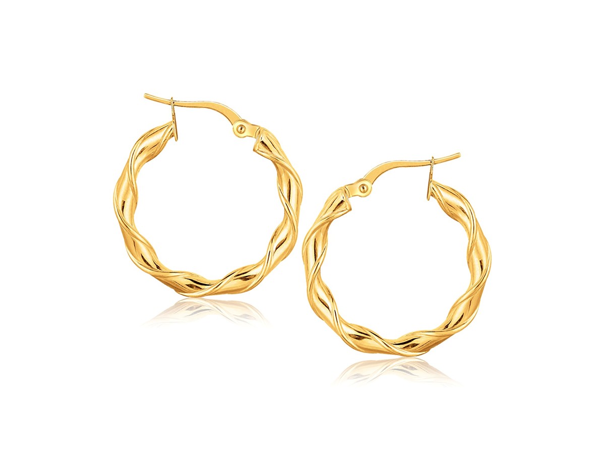 Twist Yellow Gold Hoop Earrings in 14k Gold (20mm) - Richard Cannon Jewelry