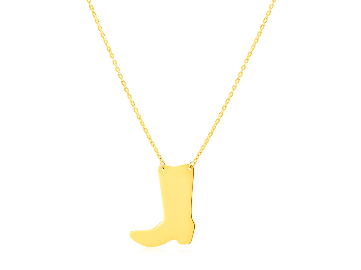 14K Yellow Gold Necklace with Cowboy Boot Richard Cannon Jewelry
