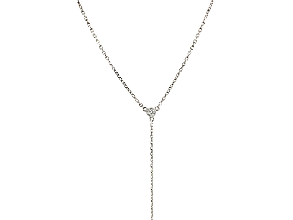 14k White Gold 20 inch Lariat Necklace with Diamonds - Richard Cannon ...